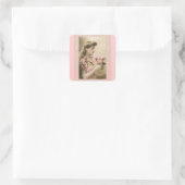 lace and posies victorian lady vierkante sticker (Tas)