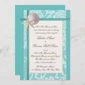 Lace Aqua Beach bruiloft Kaart (Voorkant / Achterkant)