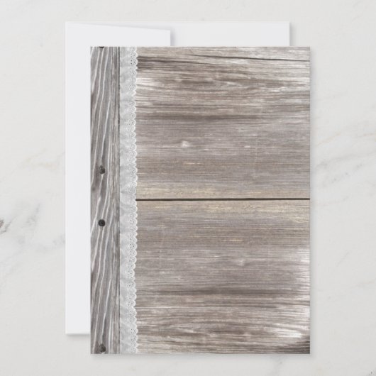Lace Barn Wood Wedding Invitation Kaart (Voorkant)