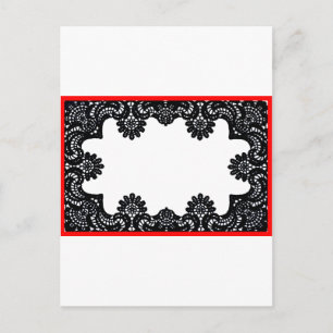 Lace Black & White Red Boarder The MUSEUM Zazzle G Briefkaart