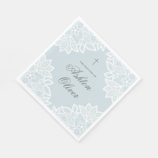 Lace Blue Christening Baptisme Servet (Hoek)