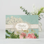  Lace Blue Elegant White Hydrangea n Roos Kaart (Staand voorkant)