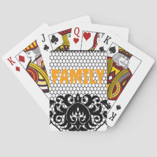 Lace-border and Family text -  Zazzle_Growshop. Pokerkaarten