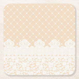 Lace Border Vierkante Kartonnen Onderzetter