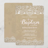 Lace Borders Baptisme Invitation Kaart (Voorkant / Achterkant)