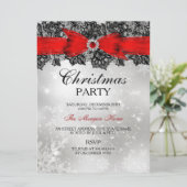 Lace Bow Argent Rouge Noël Invitation de vacances (Debout devant)