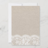 Lace Bow & Burlap Invitation Fête des mariées Vint (Dos)