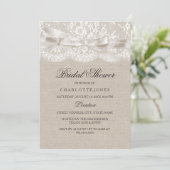 Lace Bow & Burlap  Vrijgezellenfeest Kaart (Staand voorkant)