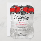 Lace Bow Silver Red Kaart (Voorkant)