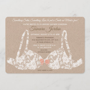 Lace Bra Lingerie Douche Kraft Invitation