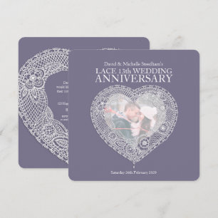 Lace bruiloft hart 13 jaar feestelijke uitnodiging