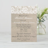  Lace Burlap Bridal Shower Kaart (Staand voorkant)