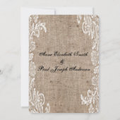 Lace Burlap bruiloft uitnodiging (Achterkant)