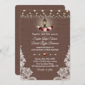  Lace Burlap Lights Wedding Kaart (Voorkant / Achterkant)
