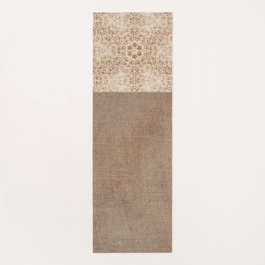Lace Burlap Modern Rustic Trendy Monogram Yogamat (Achterkant)