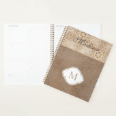 Lace Burlap Moderne Rustique Tendance Monogramme (Devant avec enveloppe)