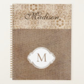 Lace Burlap Moderne Rustique Tendance Monogramme (Devant)