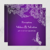 LACE & BUTTERFLIES PAARSE OMBRÉ-receptie Kaart (Voorkant / Achterkant)