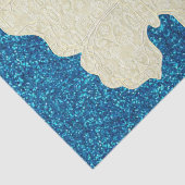 Lace Butterfly on Blue Glitter Tissue Paper Tissuepapier (Detail)