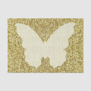 Lace Butterfly on Gold Glitter-weefselpapier Tissuepapier