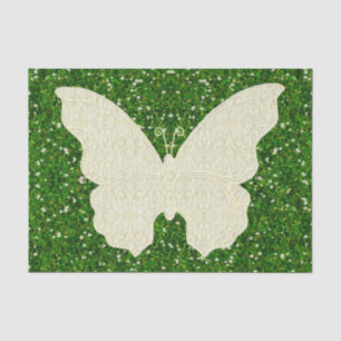 Lace Butterfly on Green Glitter Tissue Paper Tissuepapier