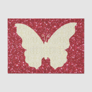Lace Butterfly on Red Glitter Tissue Paper Tissuepapier