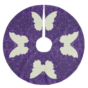 Lace Butterfly op Paarse glitter Tree Skirt Kerstboom Rok