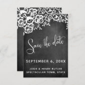 Lace Chalkboard Moderne Kalligrafie Save the Date RSVP Kaartje (Voorkant / Achterkant)