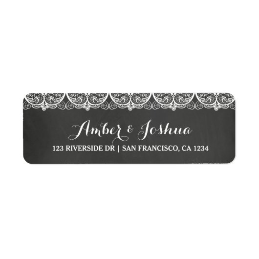 Lace Chalkboard Typografie Retouradres Label (Voorkant)