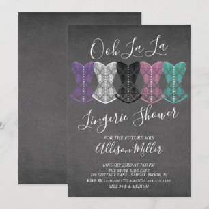 Lace Corset Lingerie Bridal Shower Kaart