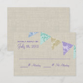  Lace Country Pennants Reageer RSVP Kaartje (Voorkant / Achterkant)