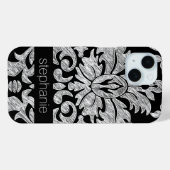  Lace Damask Pattern Black en White Case-Mate iPhone Case (Achterkant (horizontaal))