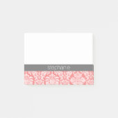  Lace Damask Pattern Coral Grey Post-it® Notes (Voorkant)