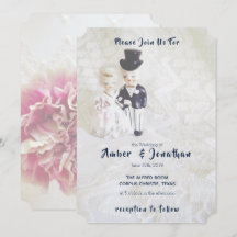  Lace Dapper Couple Wedding Invitations