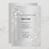 LACE D'ARGENT ÉLÉGANTE CLASSE MARIAGE 2 INVITATION (Devant / Derrière)