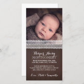 Lace Dark Wood Custom Photo Baby shower Hartelijk Bedankkaart (Voorkant / Achterkant)
