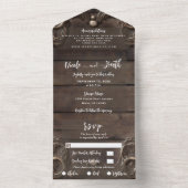 Lace & Dark Wood Rustic  Weddenschap All In One Uitnodiging (Binnen)