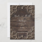 Lace & Dark Wood Rustic Weddenschap Kaart (Voorkant)