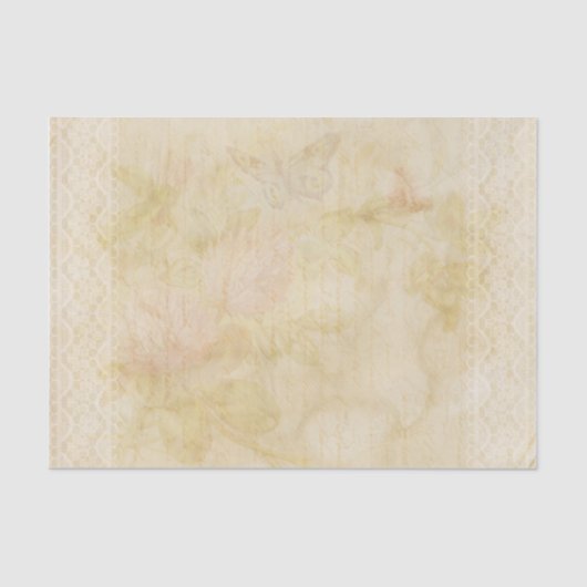 Lace Decoupage  Ephemera Floral Script Tissuepapier (Voorkant)