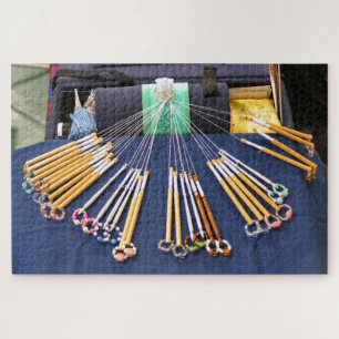 Lace die bobbins maakt legpuzzel