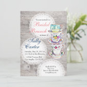 Lace Doilies & Teacups Bridal Brunch Uitnodiging (Staand voorkant)