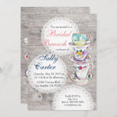 Lace Doilies & Teacups Bridal Brunch Uitnodiging (Voorkant / Achterkant)