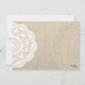 Lace Doily & Burlap Fête des mariées Invitation (Dos)