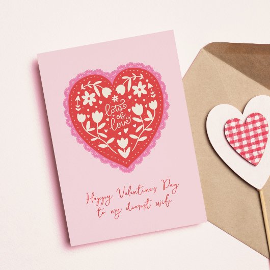 Lace Doily Heart Hand-Drawn Valentine's Day Feestdagen Kaart