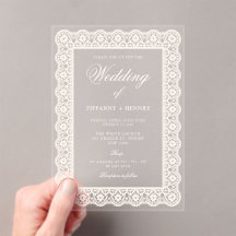 Lace Doily Wedding Acrylic Invitations