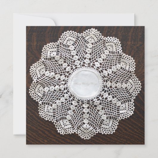 Lace Doily Wedding Invitation Kaart (Achterkant)