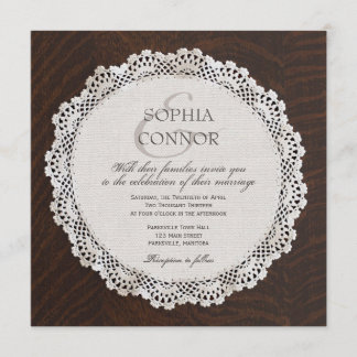 Lace Doily Wedding Invitation Kaart