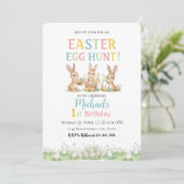 Lace Easter Egg Hunt Boy First Birthday Invitation (Debout devant)