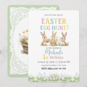 Lace Easter Egg Hunt Boy First Birthday Invitation Kaart (Voorkant / Achterkant)