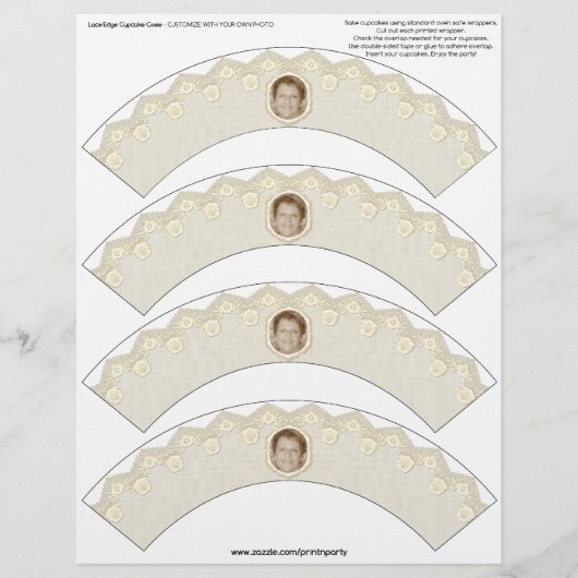 Lace Edge Cupcake Cosie - Beige -  (Voorkant)